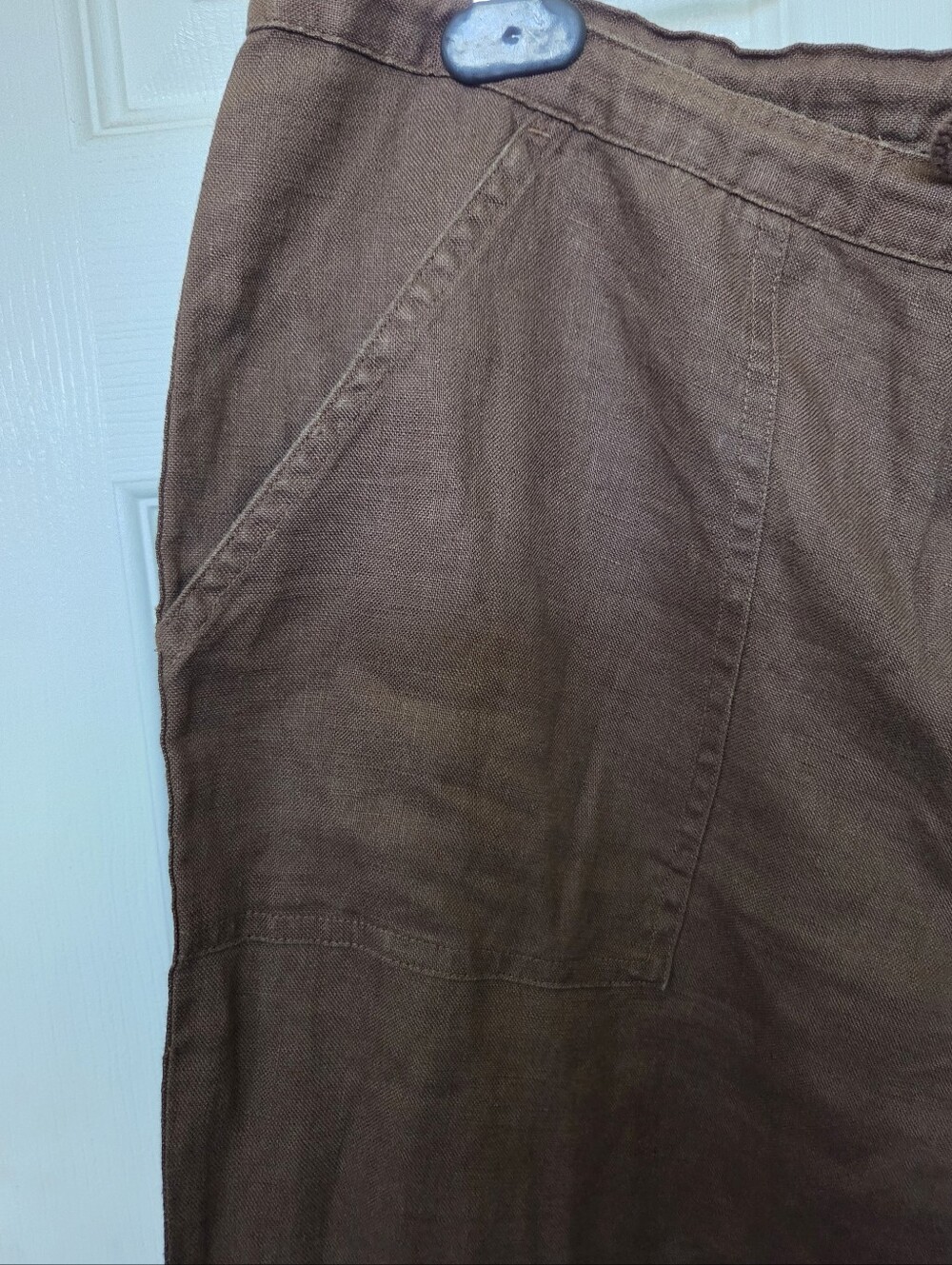 J. Jill Brown Drawstring 100% Linen Pants Summer Resortwear Outdoor Vacay 14 - Picture 3 of 8